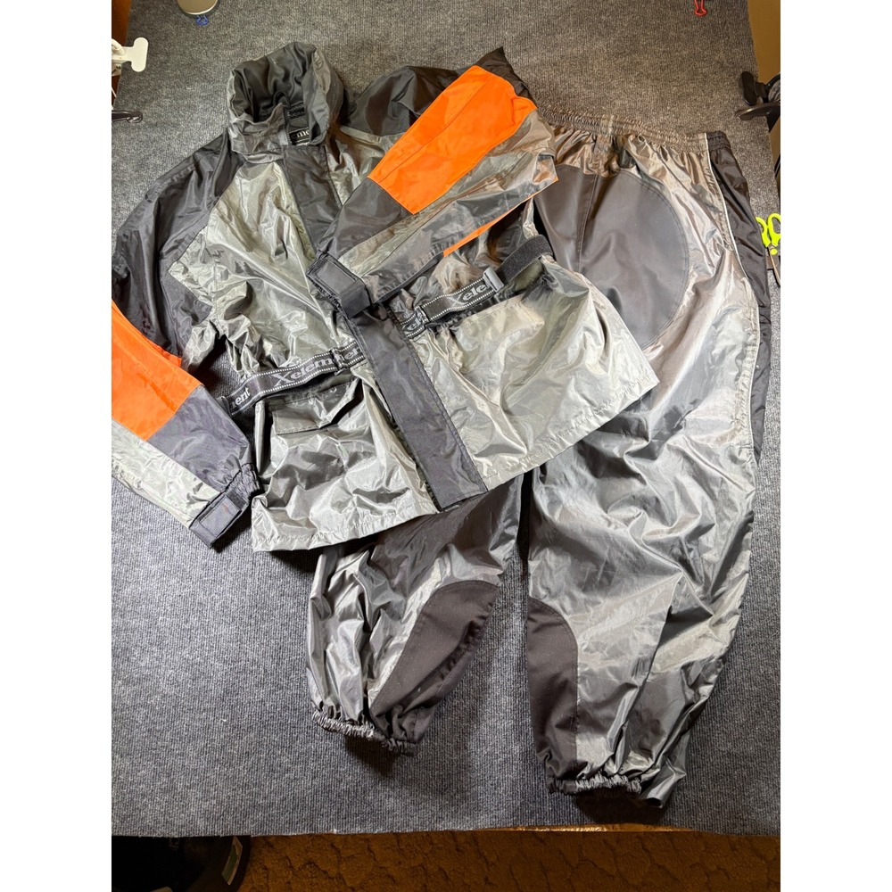 Xelement Advanced Motorcycle Gear Rain Suit Jacket Pants Black Grey‎ Orange 3XL